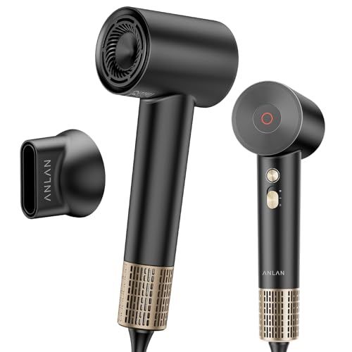 美人百花速乾ドライヤー部門NO 1 速乾 美髪 ANLAN ダブルケアドライヤー 大風量 軽量 低温 5 m 分超大風量 2億マイナスイオン 1200 W 温冷リズム 低騒音 ブラック