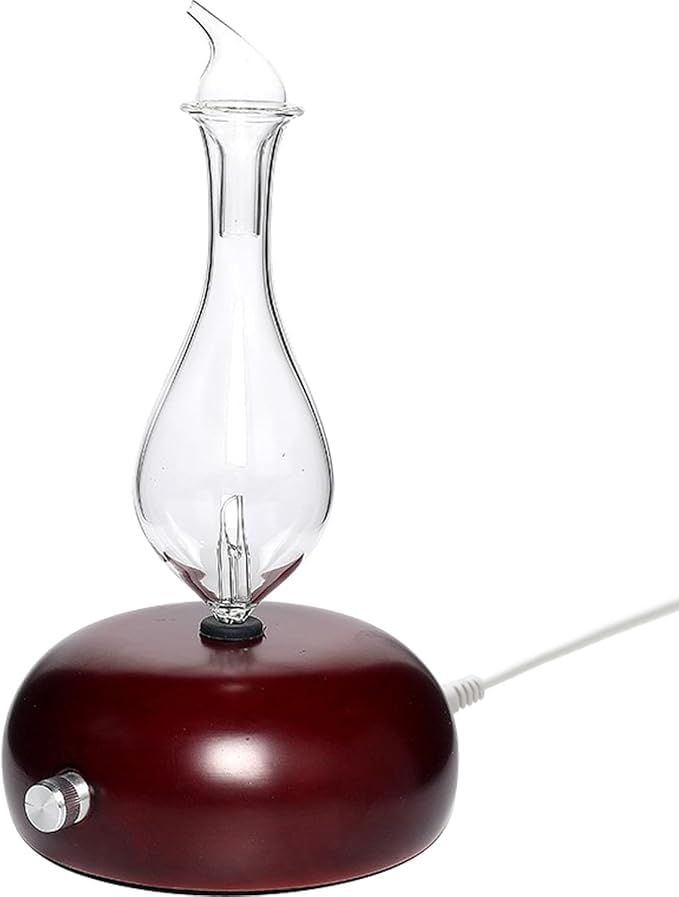 アロマディフューザー 無水噴霧 ガラス アロマ容器 USB式 25 ml容量 木製精油オイルディフューザー アロマポット ディフューザー木目ネブライザー スタイルE