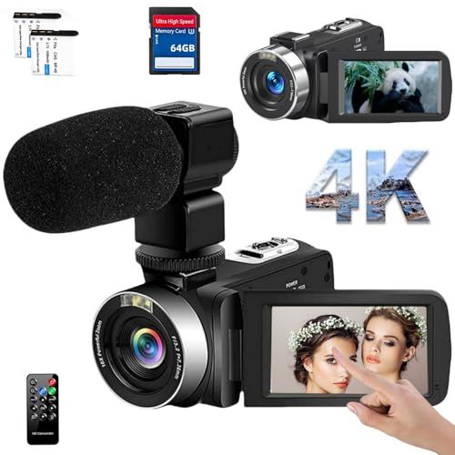 新品】ビデオカメラ 4K 48MP 30FPS18Xデジタルズーム 外付けマイク付属