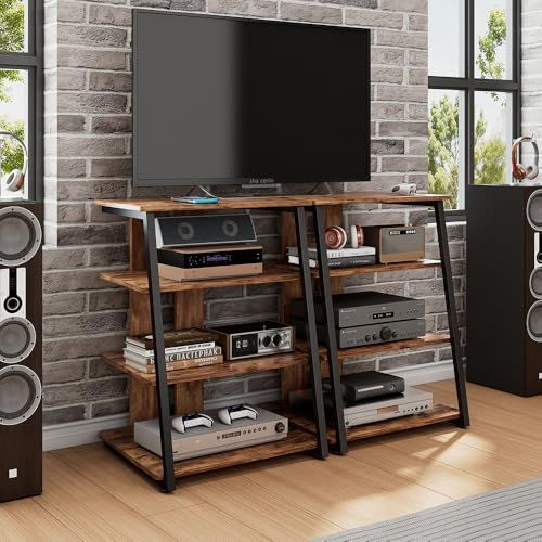 新品】オーディオラック AV棚 インテリア 台形 木目調棚板 オープン