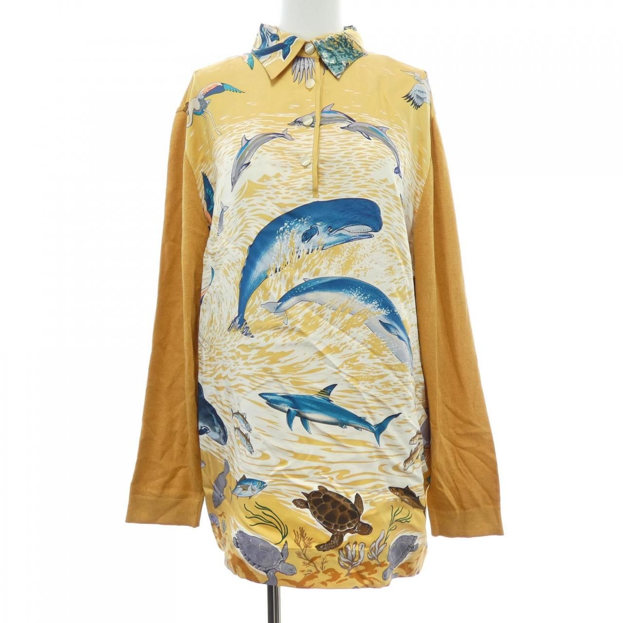 ヴィンテージ エルメス HERMES LAVIE PRECIEVSE DE LA MEDITERRANEE ツイルレーヌ. ポロシャツ