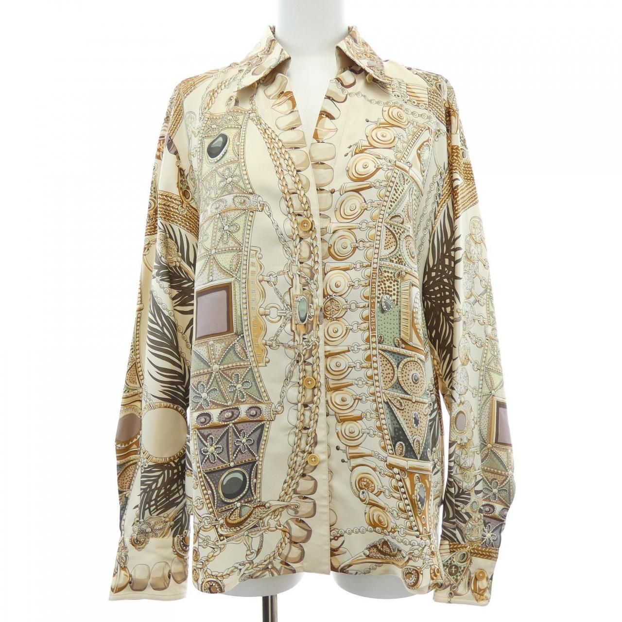 ヴィンテージ エルメス HERMES TERRES PRECIEUSES ツイルレーヌ. シャツ