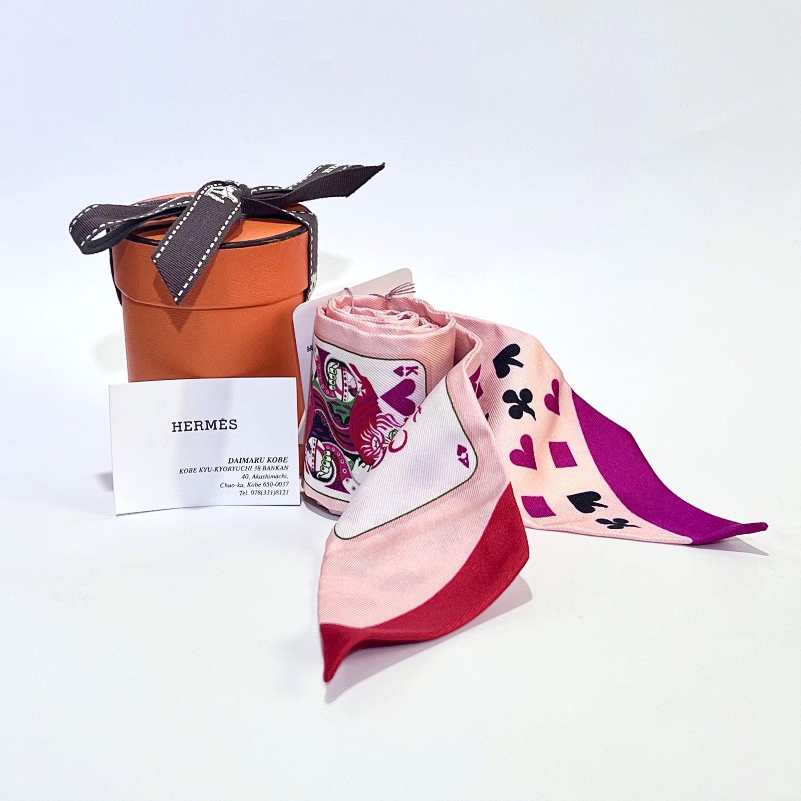 Herms エルメス JEU DE CARTES トランプ柄 ツイリースカーフ