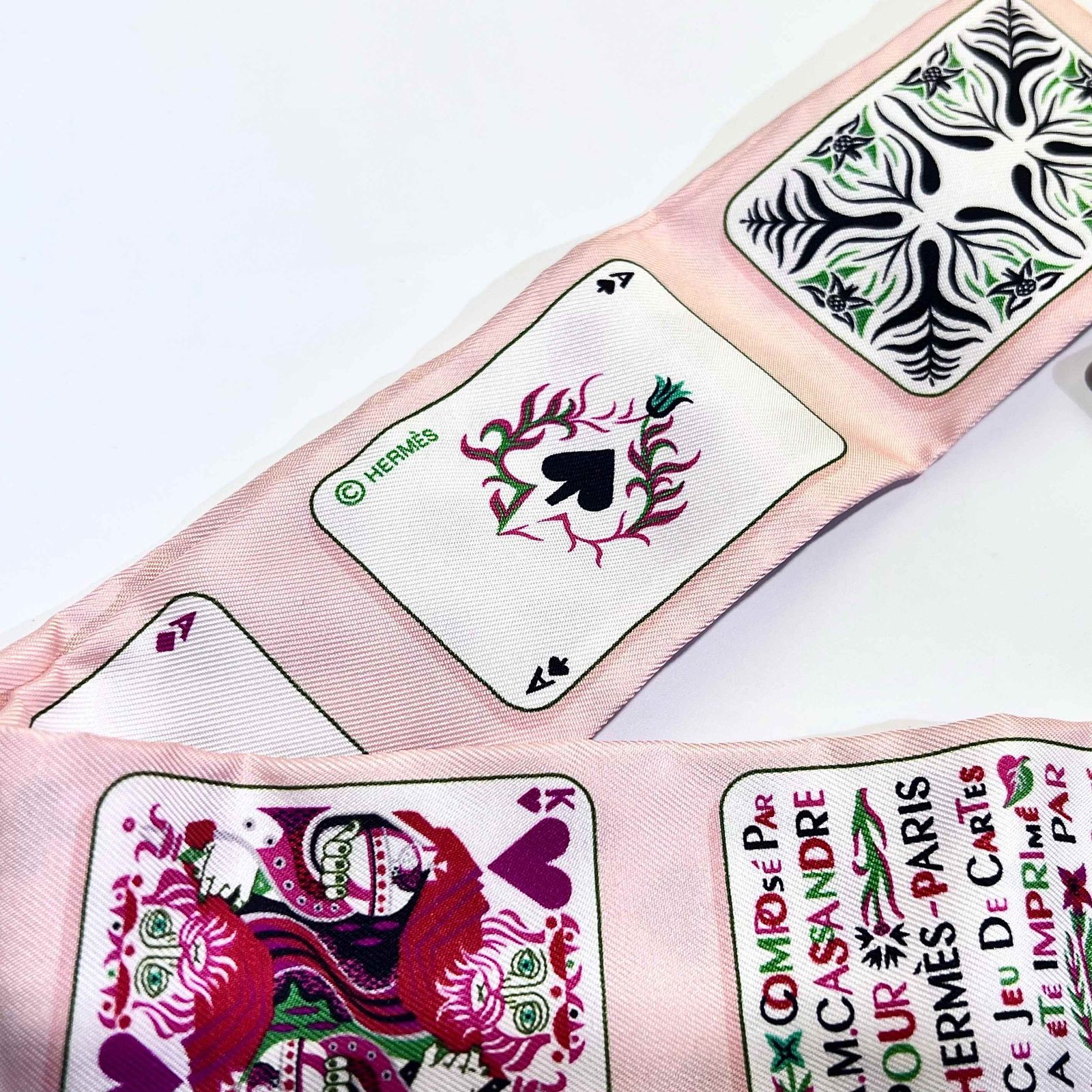 Herms エルメス JEU DE CARTES トランプ柄 ツイリースカーフ