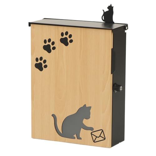 ヤマソロ ポスト 壁掛けポスト 猫 ねこ 動物 A 4 鍵付き 防犯 郵便 miauler ミオレ 73-909 ウッドナチュラル