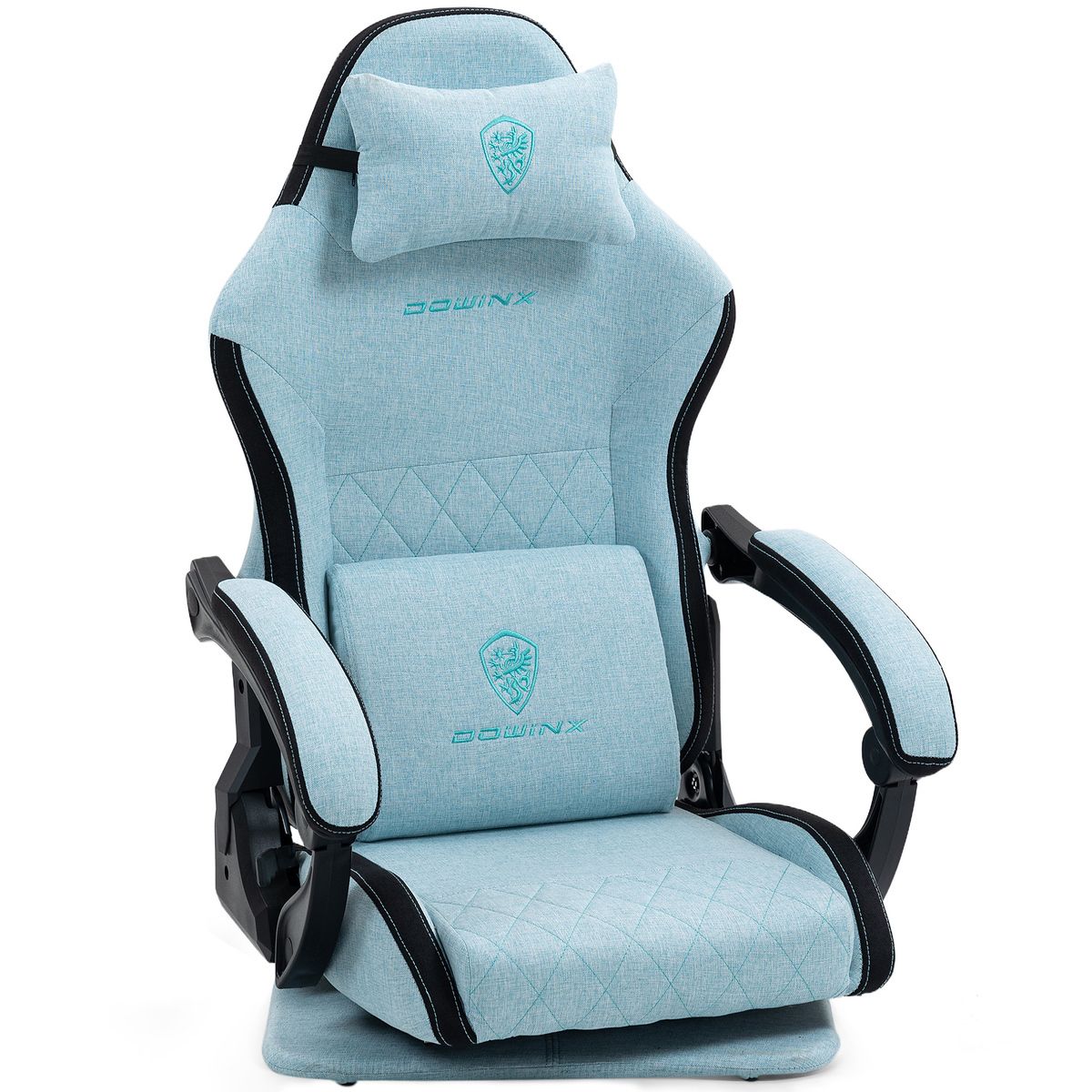 360度回転＆連動式肘掛 ファブリック ゲーミング座椅子 通気性抜群 振動機能 ランバーサポート 腰痛対策 人間工学 PCチェア ゲームチェア 在宅ワーク ブルー