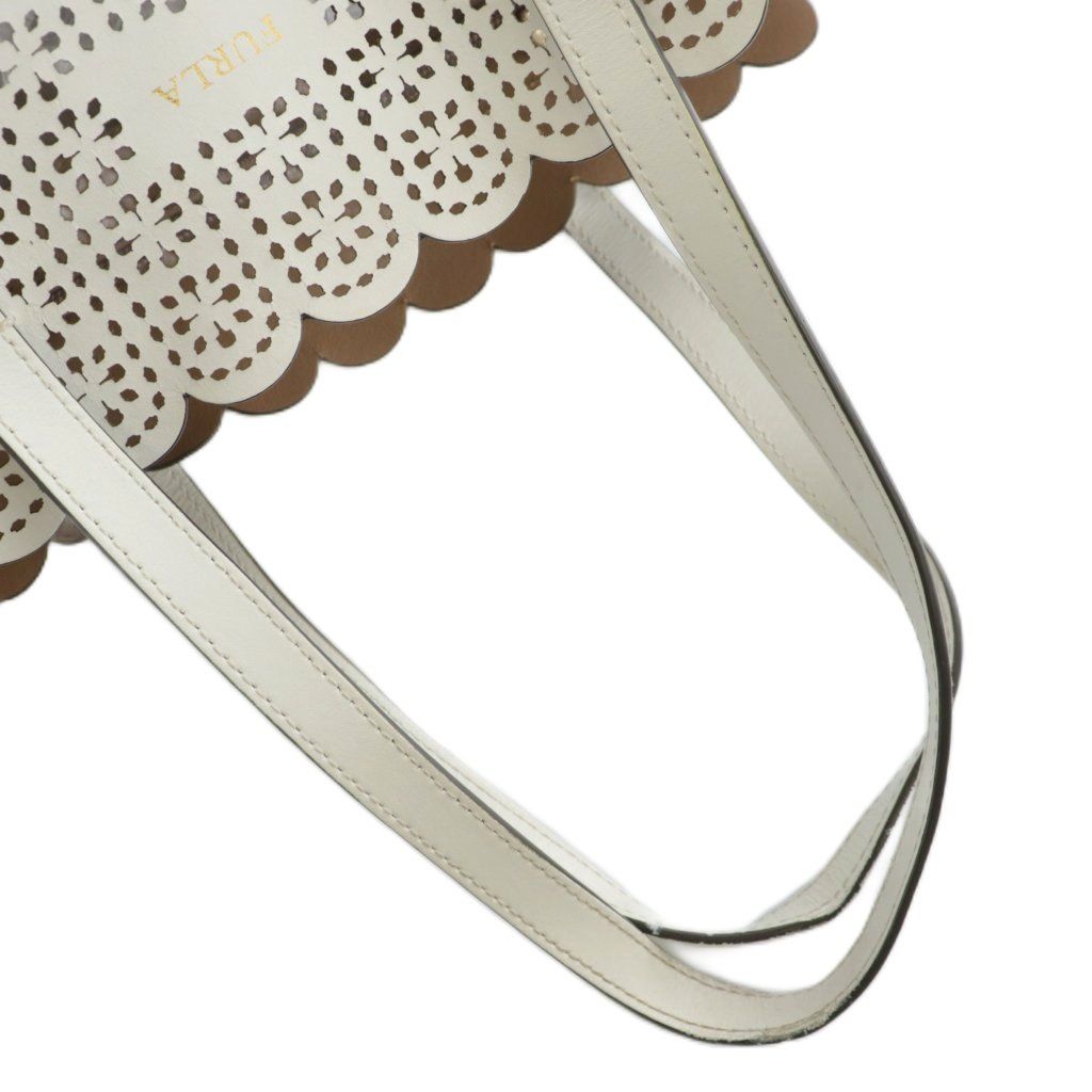 フルラ FURLA トートバッグ ハンド レザー パンチング ロゴ 白