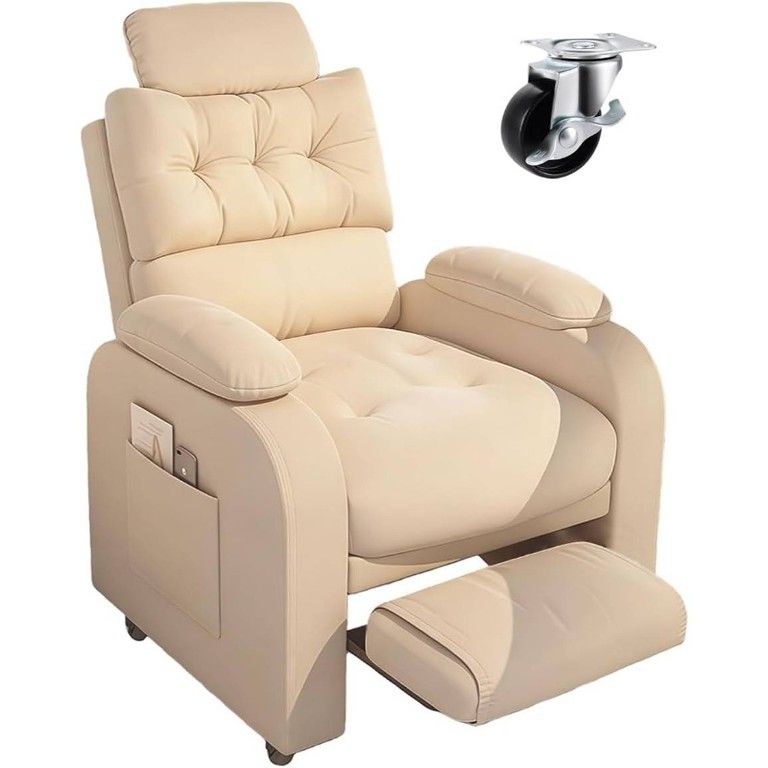 人間工学 リクライニングソファチェア オットマン付 背もたれ調整可 高密度スポンジ クッション キャスター付 省スペース 1人用 ラウンジチェア リビング ベッドルーム