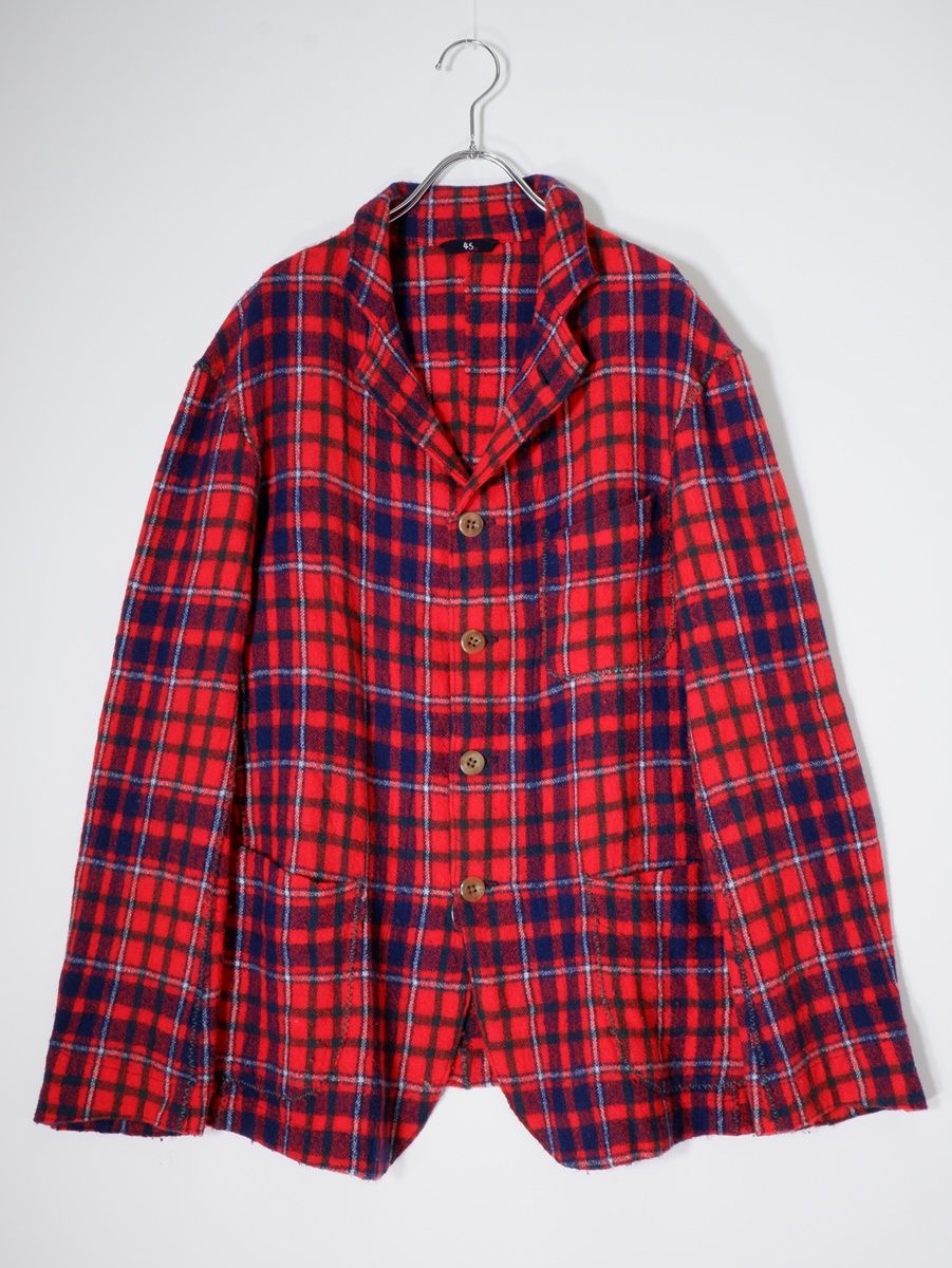 45R チェック　ジャケット 45Rフォーティファイブアール45rpm ウール縮絨 ステッチデザイン