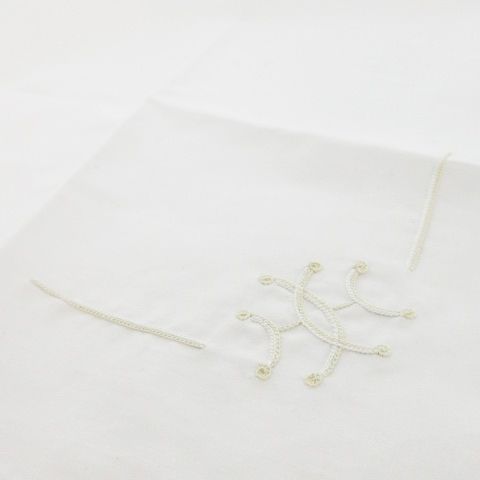 エルメス HERMES UZBEK MOUCHOIR ハンカチ コットン ワンポイント 刺繍