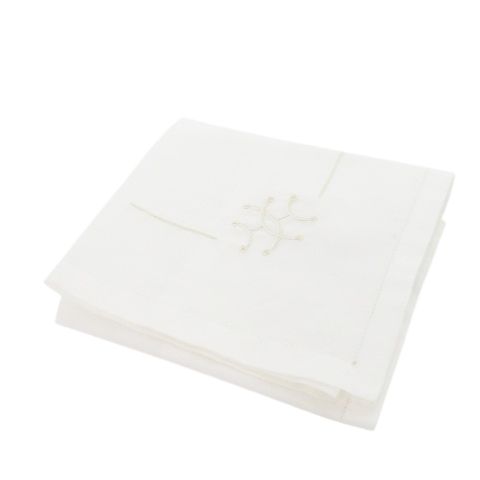 エルメス HERMES UZBEK MOUCHOIR ハンカチ コットン ワンポイント 刺繍