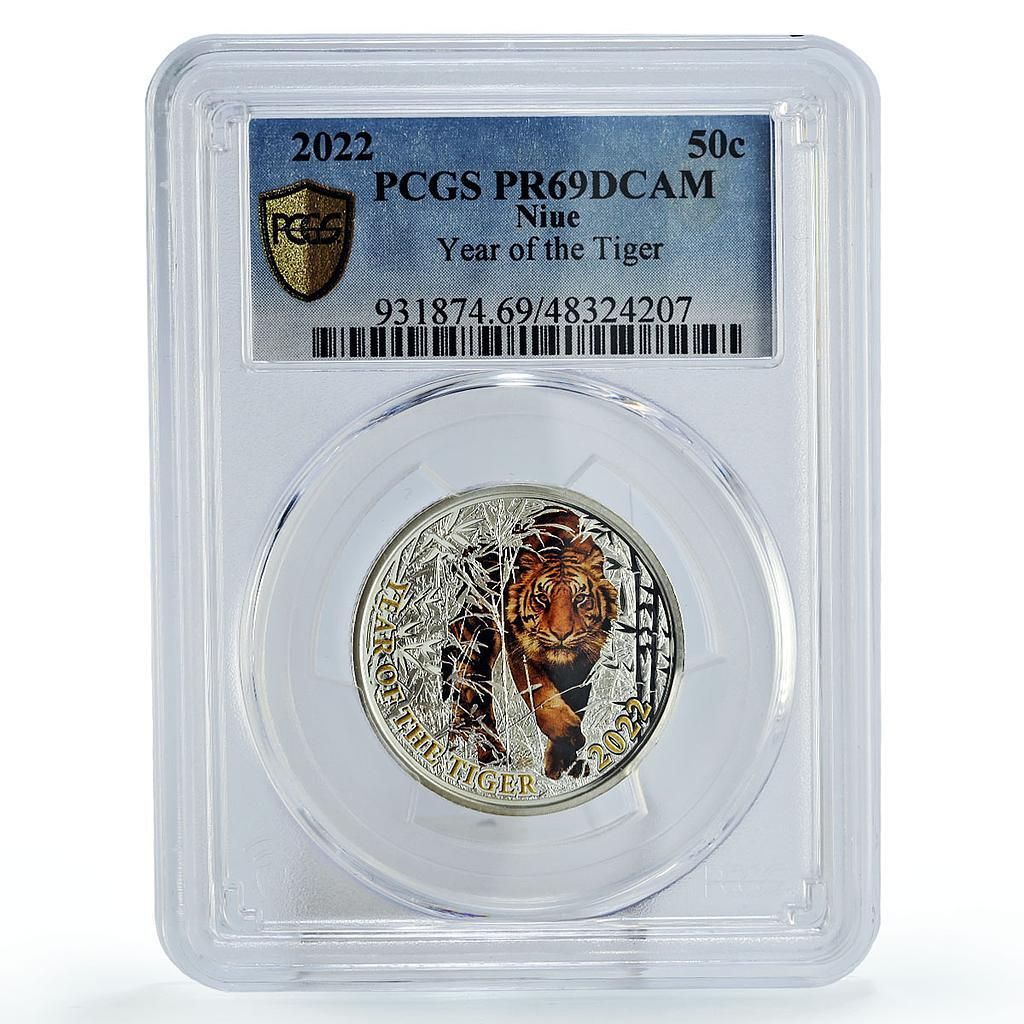 2022年　ニウエ　ET銀貨　1オンス ニウエ 50セント 太陰暦 寅年 PR69 PCGS 銀貨 2022年 - メルカリ