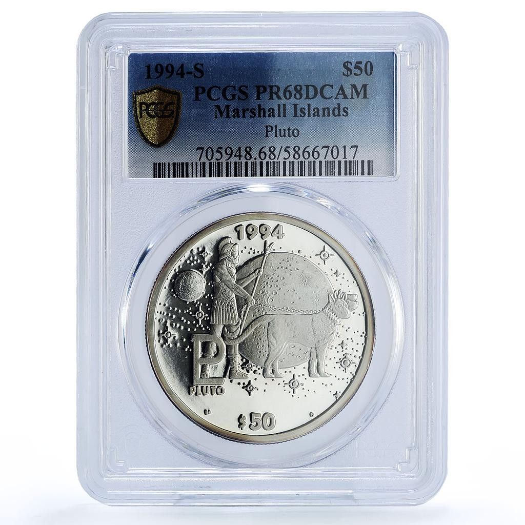 マーシャル諸島 50ドル 冥王星 太陽系 宇宙 PR 68 PCGS 銀貨 1994年