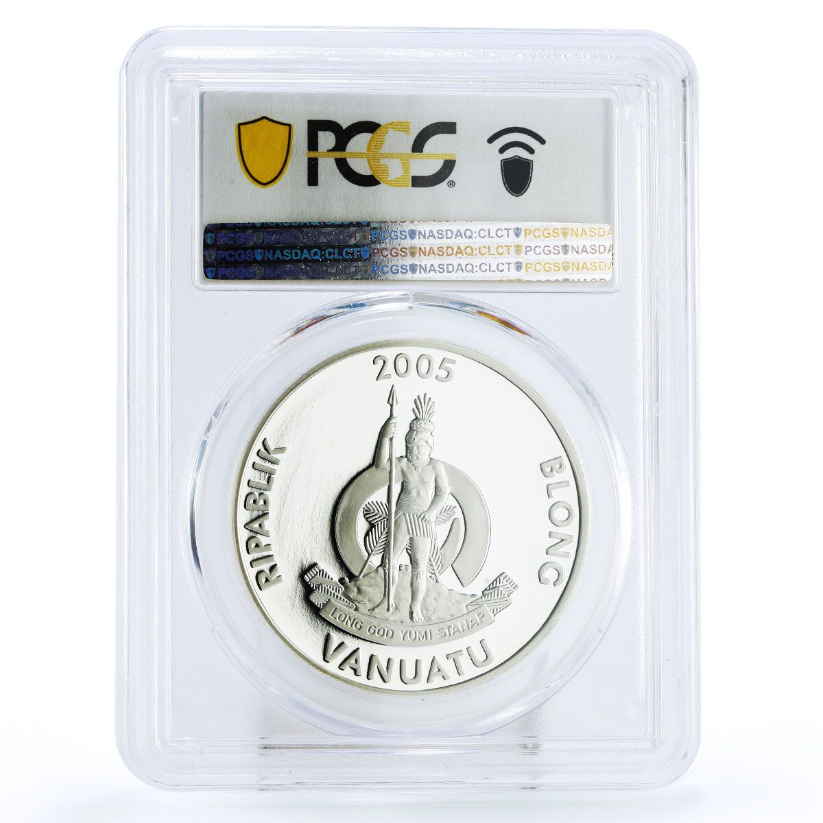 バヌアツ 50バツ 海洋生物保護 タイガーシャーク PR69 PCGS 銀貨 2005