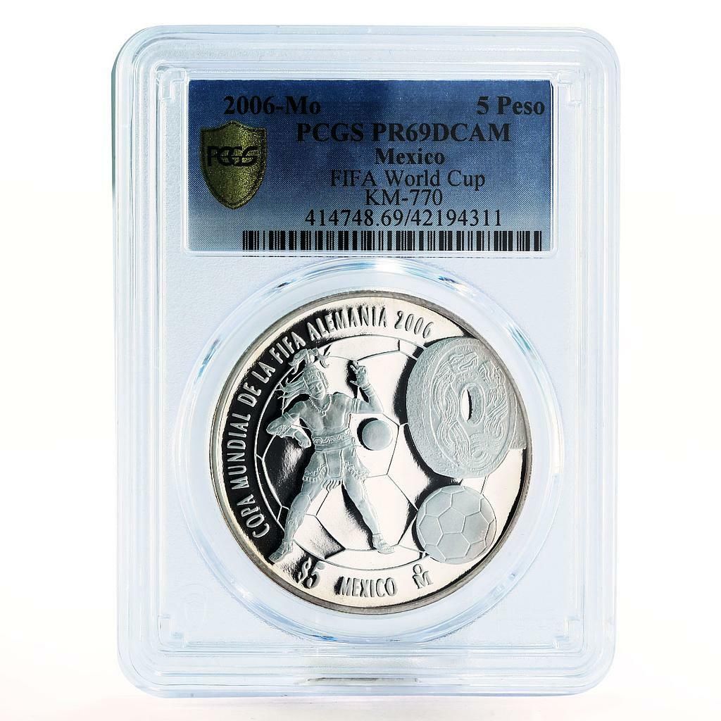メキシコ 5ペソ サッカーワールドカップ ドイツ PR69 PCGS 銀貨 2006