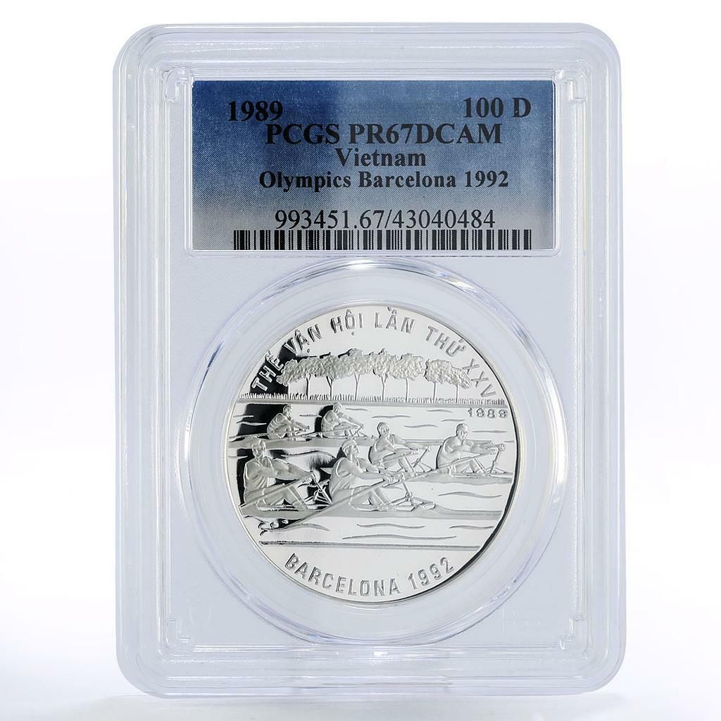 ベトナム 100ドン バルセロナオリンピック ボート競技 PR 67 PCGS 銀貨 1989年