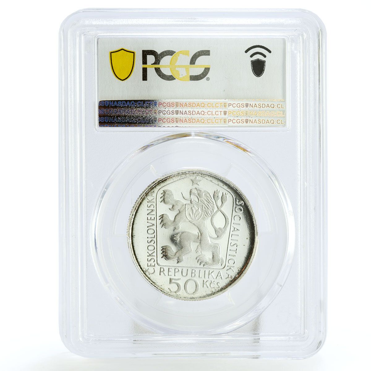チェコスロバキア 50コルナ 生誕100周年記念 S K ノイマン PR 67 PCGS 銀貨 1975年