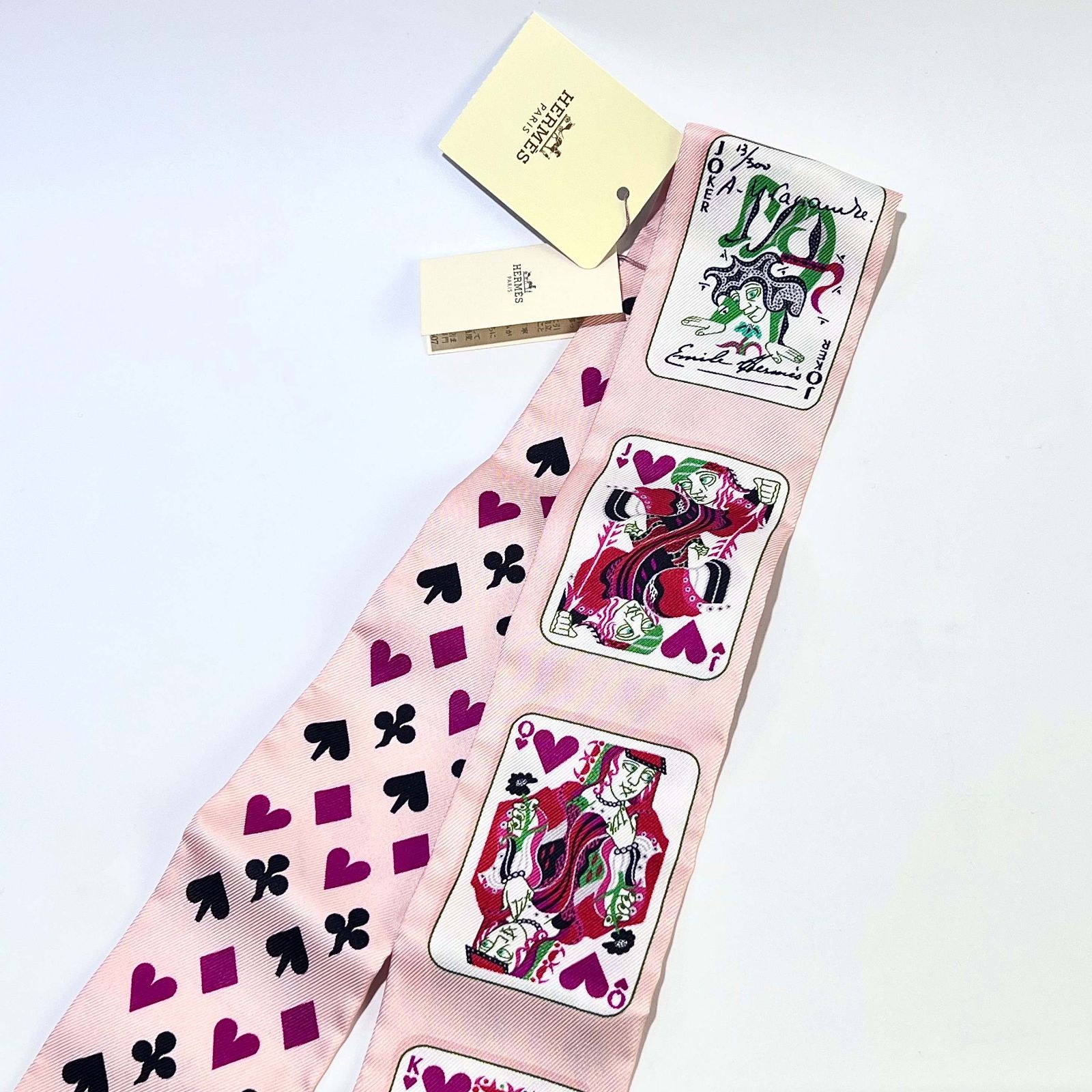 Herms エルメス JEU DE CARTES トランプ柄 ツイリースカーフ