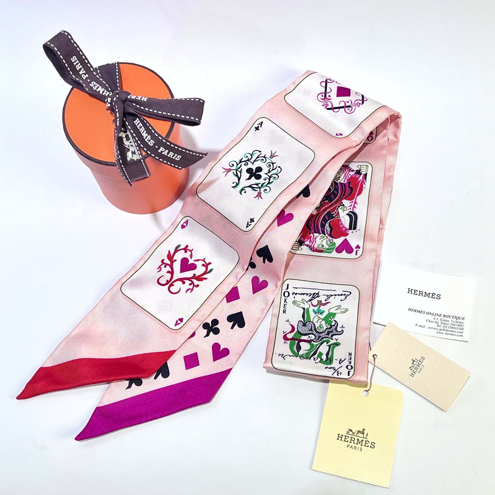 専用です！エルメス　ツイリー　トランプ柄　Jeu de Cartes エルメスツイリー JEU DE CARTES トランプ柄 レッド レディース シルク