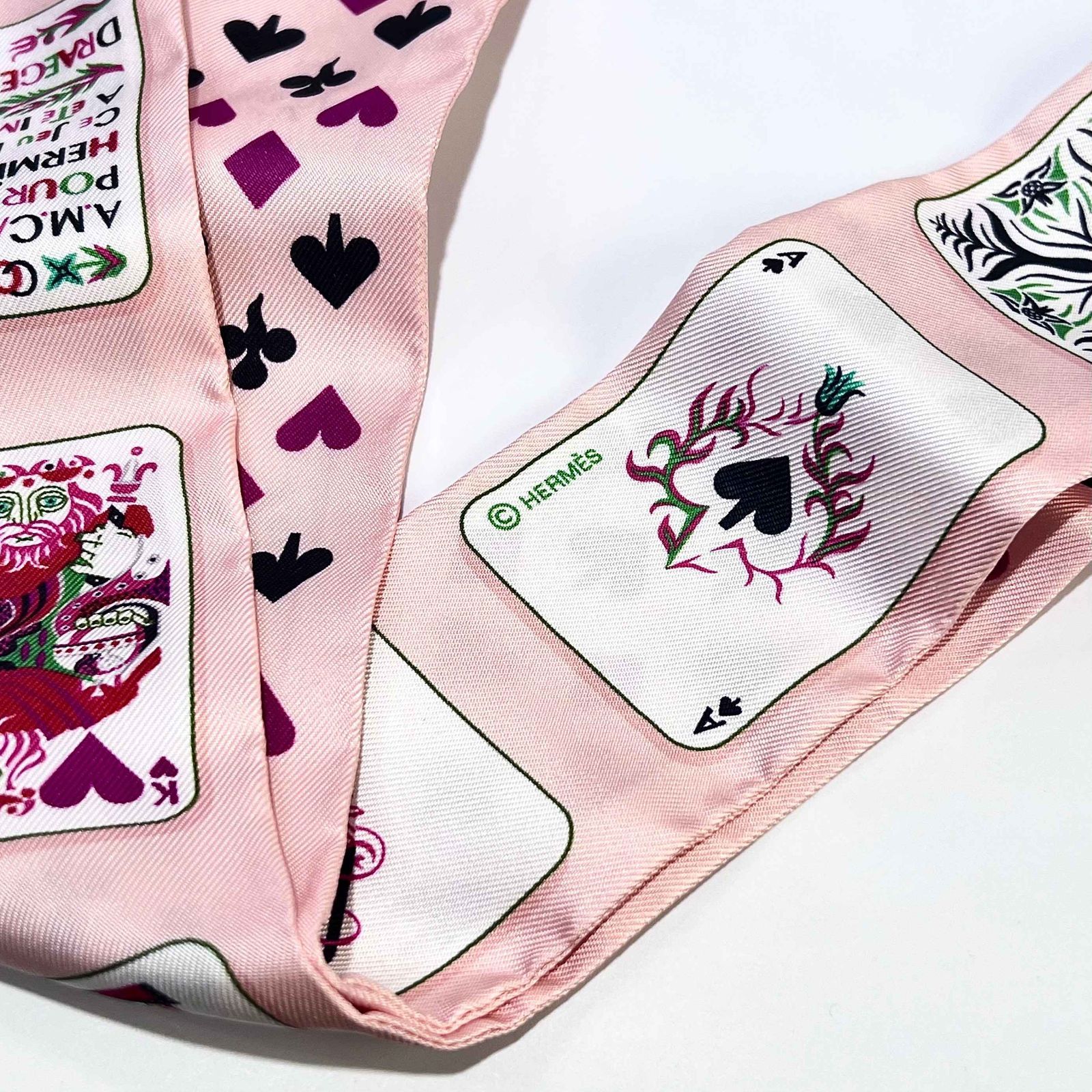 Herms エルメス JEU DE CARTES トランプ柄 ツイリースカーフ