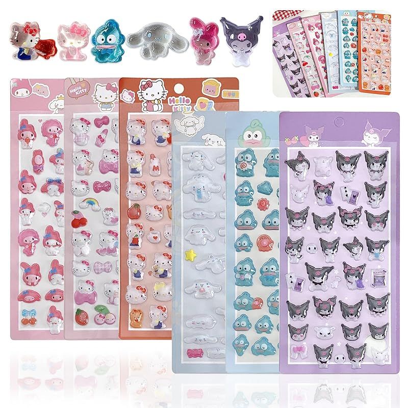 6枚セット】ぷくぷくシール 3dシール 手帳用 可愛い 立体 Mocasa