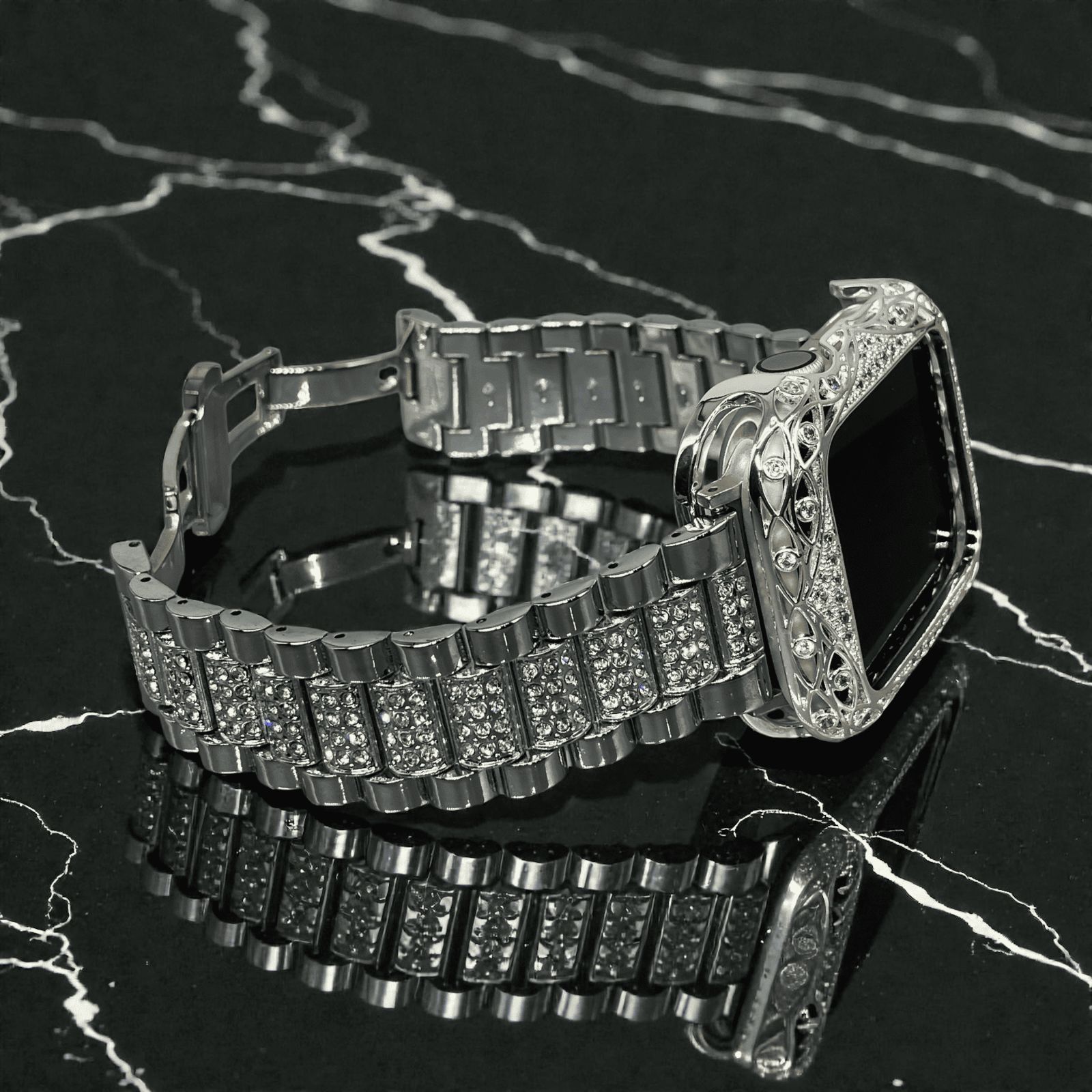 GimelZayinセット アップルウォッチ ステンレスベルト キラキラ カバー ケース dsg 1 シルバー メンズ レディース 38 mm 40 41 44 45 46 42 Apple Watch バンド