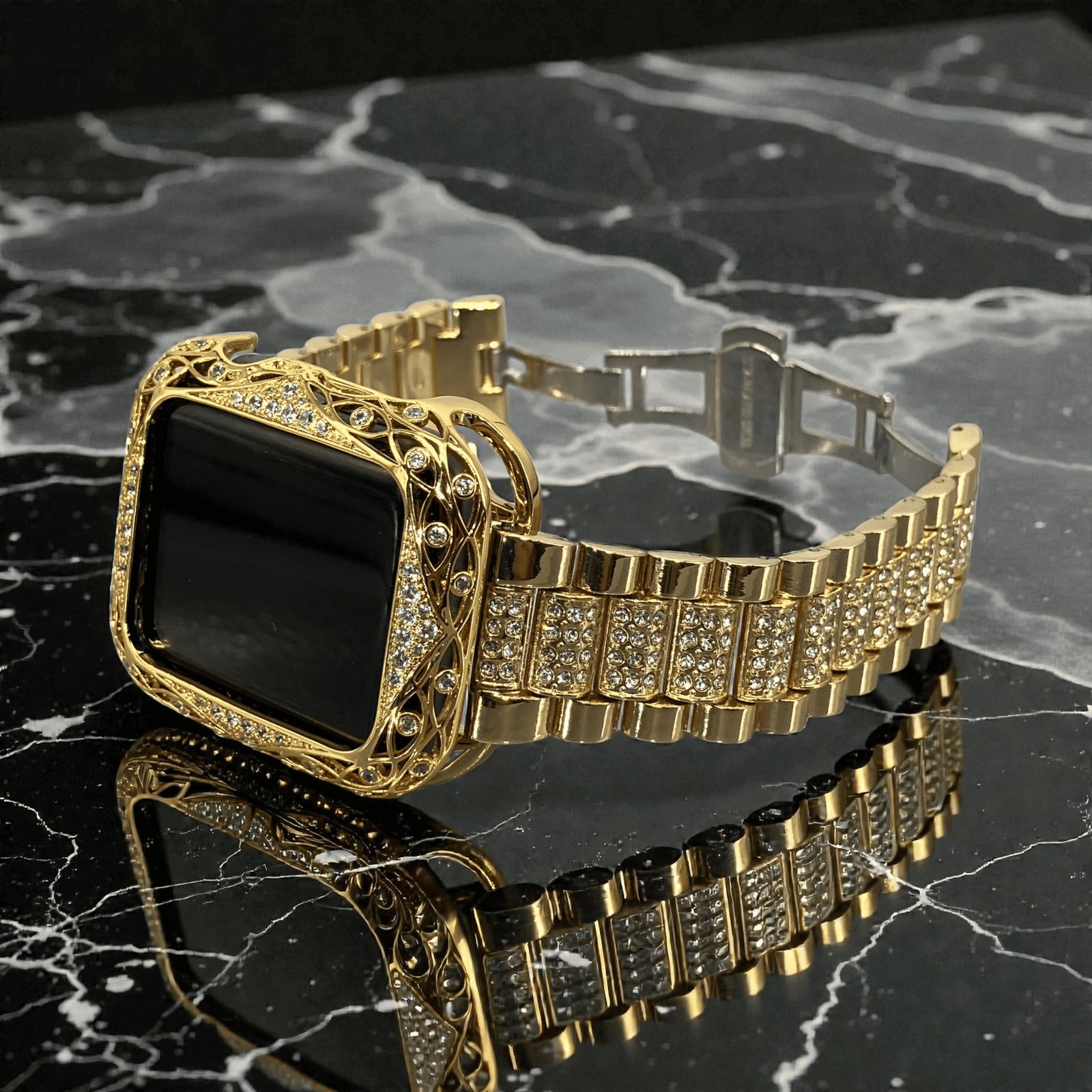 GimelZayinセット アップルウォッチ ステンレスベルト キラキラ カバー ケース dsg 1 ゴールド メンズ レディース 38 mm 40 41 44 45 46 42 Apple Watch バンド