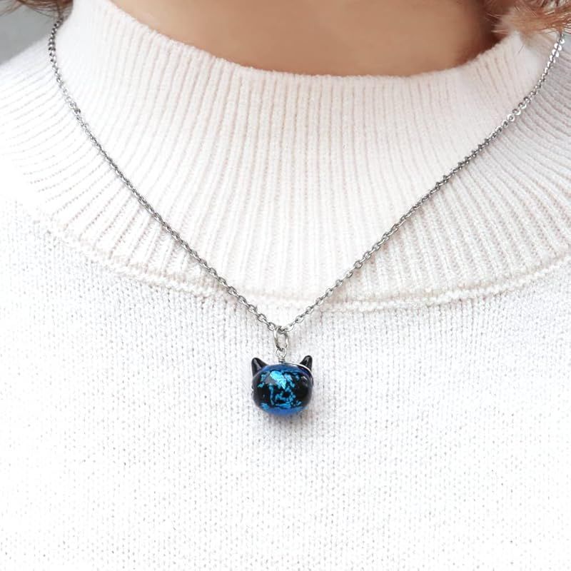 新品】 [GOLD STONE] ホタルガラス ネックレス 猫 かわいい ペンダント