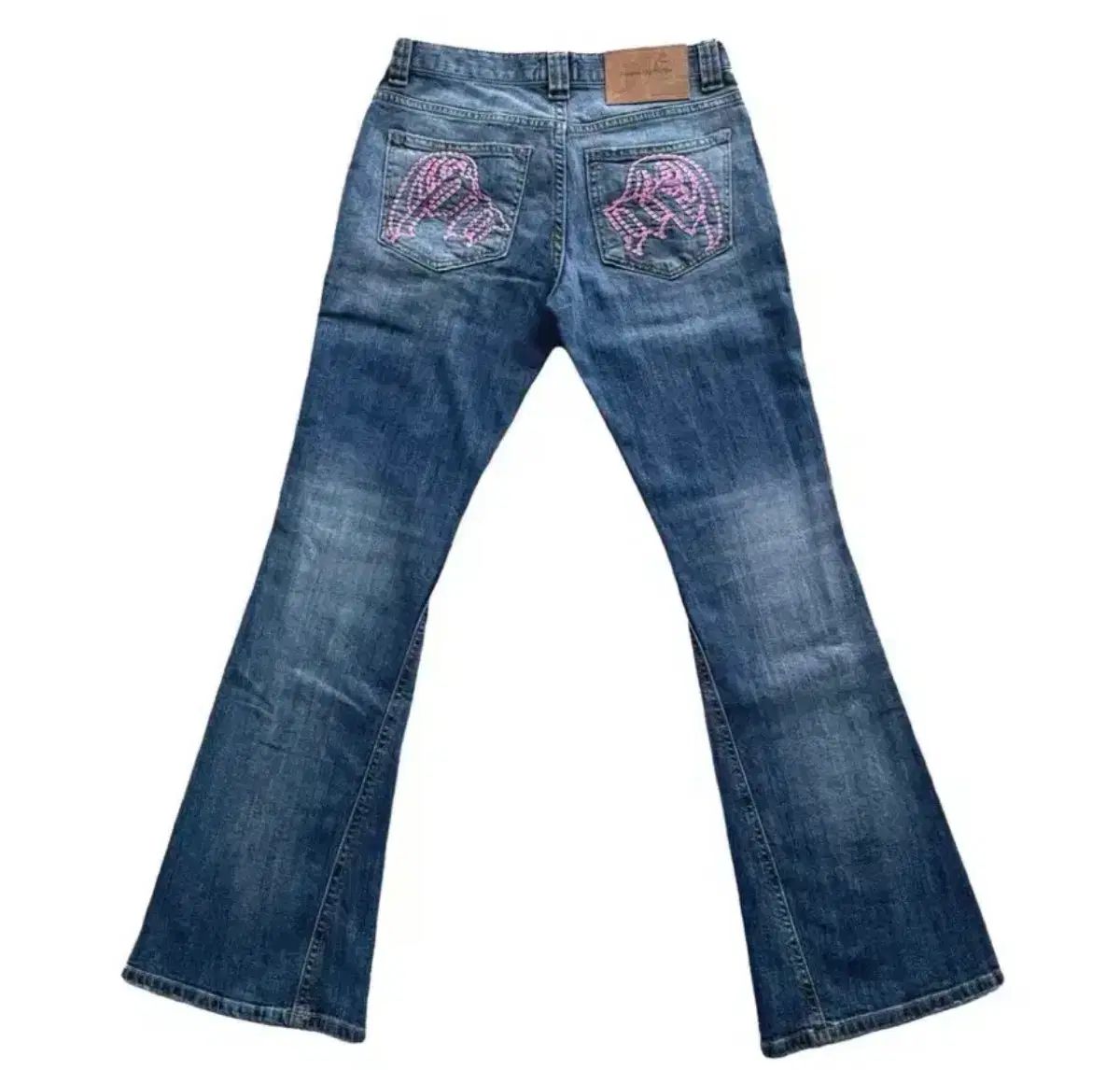 Pleasenofollow エンジェル ロゴ スティッチ ウォッシュド ブーツカット