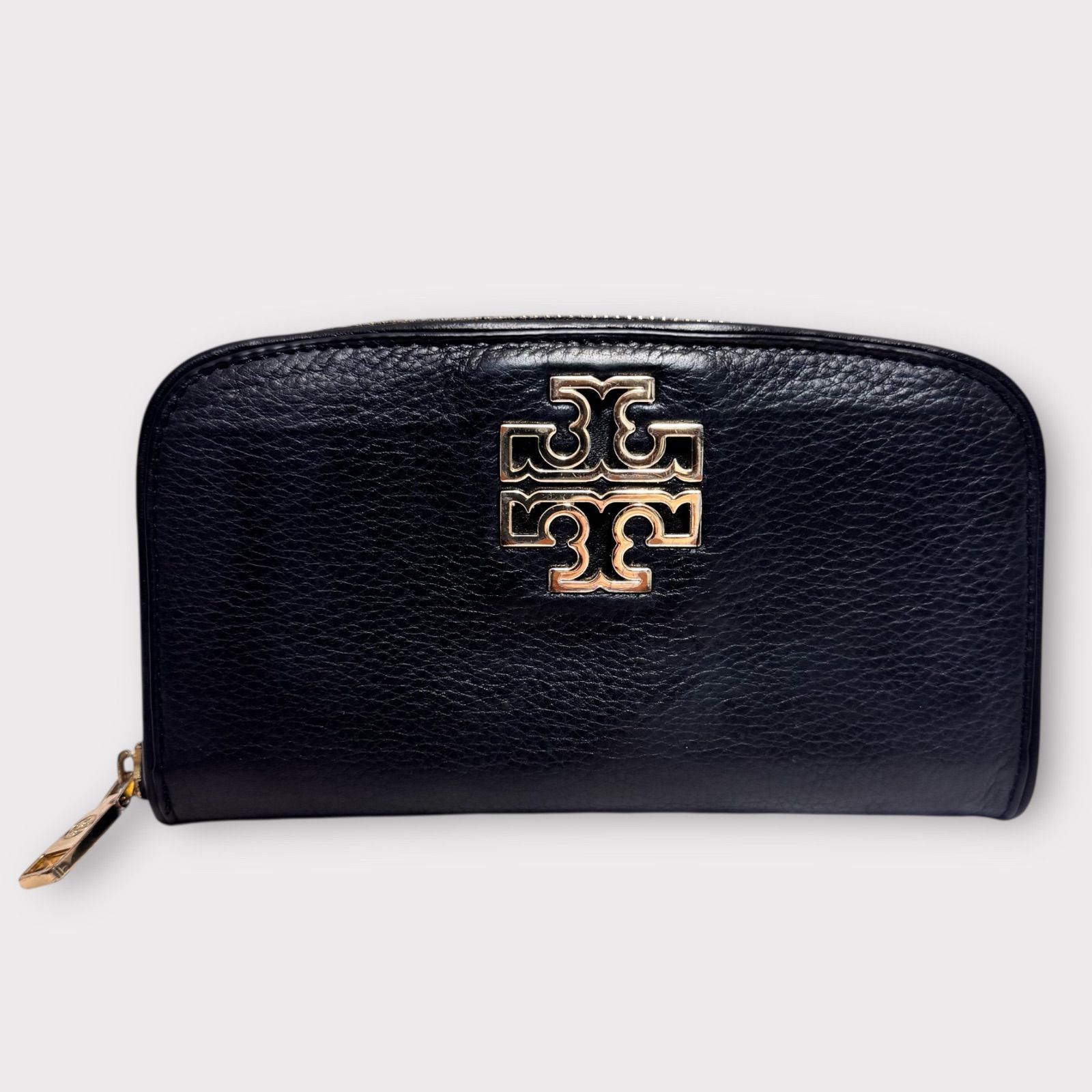 美品！TORY BURCH トリーバーチ 長財布 ブラック レザー ゴールドロゴ 