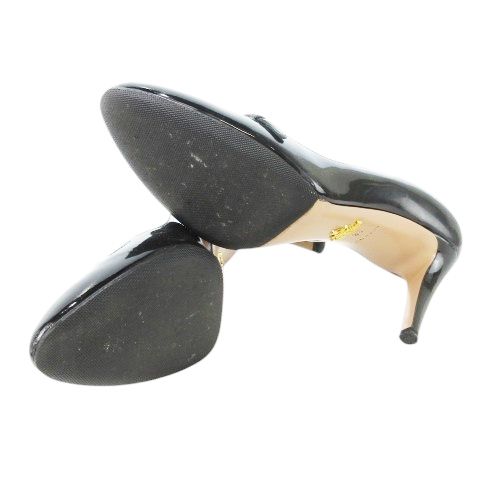 プラダ PRADA パンプス ハイヒール アーモンドトゥ レザー 革 エナメル