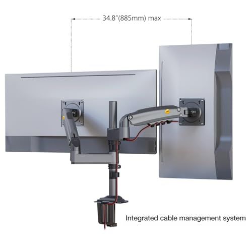  NB デュアルモニターアーム 17-35インチ対応 耐荷重各2-9 kg デュアルディスプレイアーム 2画面 ガススプリング式 グロメット式＆クランプ式 VESA 75 100 mm 高度角度調節 ケーブル 34 eb 9 f 6 b その他 キッチン 食器