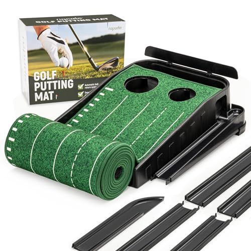 ropoda ゴルフパターマット 自動 返球機能付き パター練習マット 3 m 室内 屋外 屋内 静音 アプローチ マット ゴルフ パターマット パター 練習 練習器具 2531 e 0 c 7