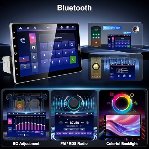  Hodozzy カーステレオ1 DIN 搭載無線CarPlay Android Auto 10.1インチ回転式タッチスクリーンMirrorLink対応カーオーディオBluetooth 1 FM RDS AUX EQ 2 USB 76 c 7 ee d その他 キッチン 食器