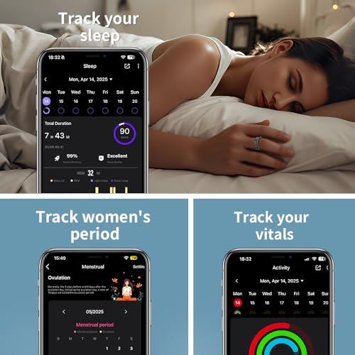 スマートリング 睡眠トラッキング フィットネスリング スマートディスプレイ ワイヤレス充電 5 7日間のバッテリー寿命 5気圧防水 Android 1 iOS 8 0対応 ユニセックス ブラッ 086 a 65 d