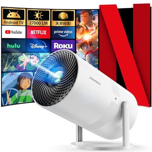 最新Android TV搭載＆270°回転 OWNK プロジェクター 27000 LM 天井投影 1080 P WIFI 6 自動台形補正 4 K対応 Bluetooth 5.4 小型 ホームプロジェクター 家庭用 スタンド一体型 内蔵 d 1 bfe 659