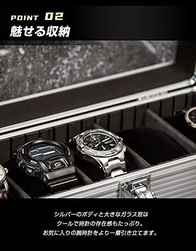 時計収納ケース 5本 アルミ 高耐久性 クッション付き メンズ レディース ウォッチケース シルバー 4 b 204 e 92
