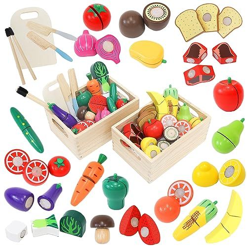 食品衛生法検査済 Rocotto おままごとセット 木製 マグネット マジックテープ 食材 野菜 果物 収納木 き ままごと セット 大容量 おもちゃ キッチン カラトリー 木のおもちゃ 知育玩具 切れる 子供 幼児 ごっこ遊び 3 c 06 ddff