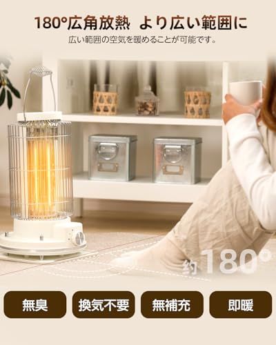 カーボンヒーター 電気ストーブ レトロ調 遠赤外線ヒーター 180度加熱 速暖 足元 2段階切替 転倒時自動OFF オフィス 省エネ 脱衣所 持ち運び コンパクト 暖房 mochizukistore 828581 c 6