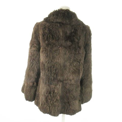 ノーブランド ファーコート ショート丈 フォックス 毛皮 茶 ブラウン