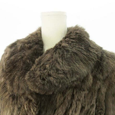 ノーブランド ファーコート ショート丈 フォックス 毛皮 茶 ブラウン