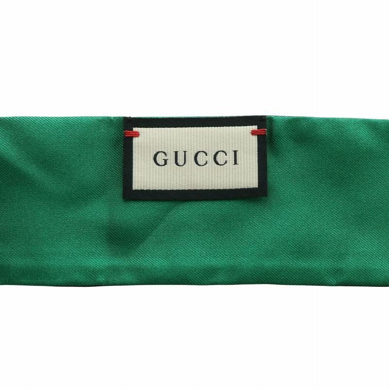 グッチ GUCCI スカーフ ネックボウ 絹 シルク GG ホースビット 総柄 緑