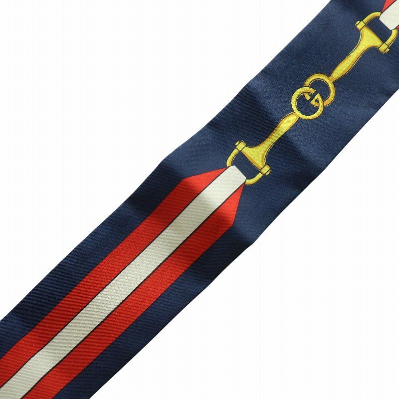 グッチ GUCCI スカーフ ネックボウ 絹 シルク GG ホースビット 総柄 緑