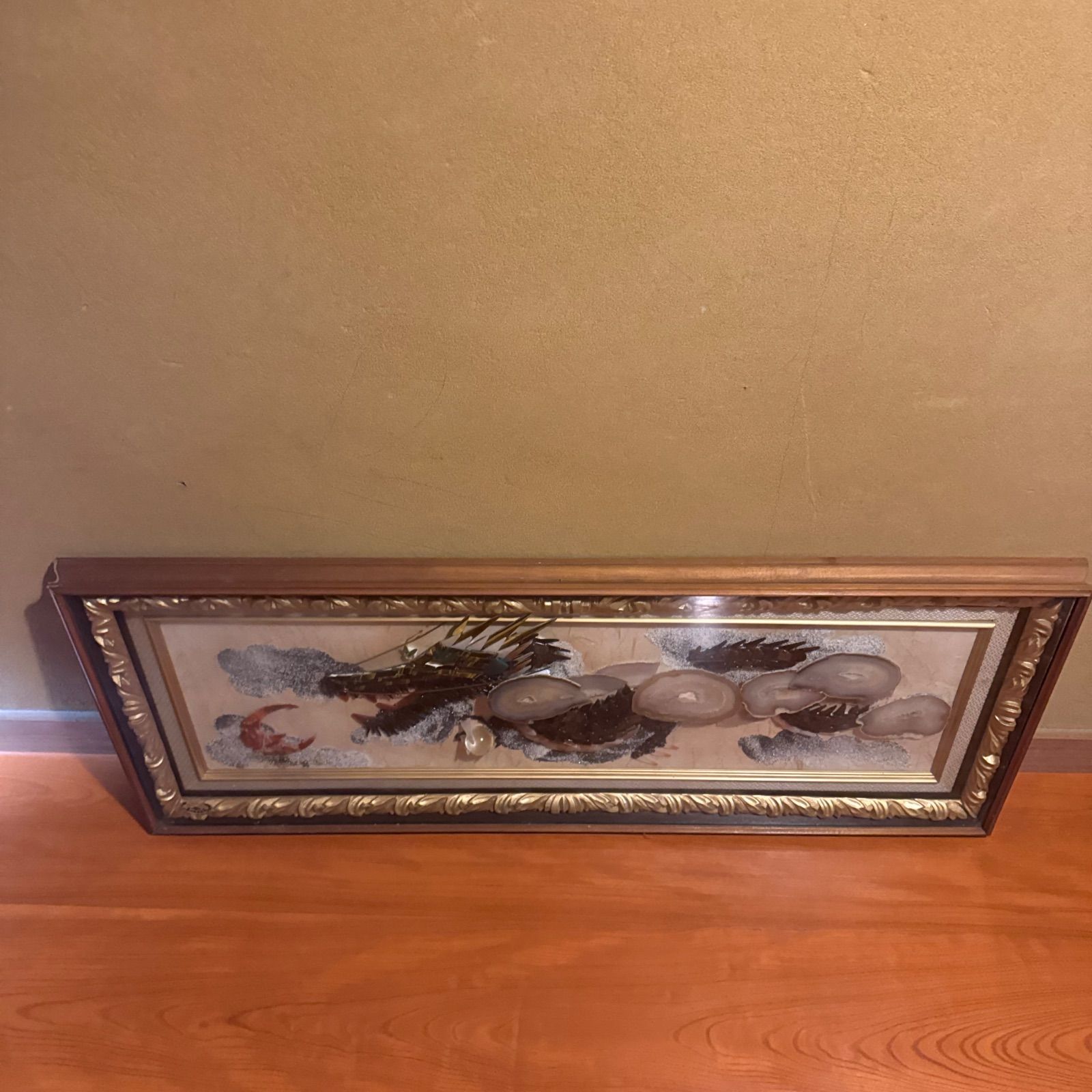 額縁 版画 昭和レトロ 当時物 絵 インテリア 絵画 花の絵 インテリア 壁掛け 版画 風水 黄色 玄関 おしゃれ 額入り