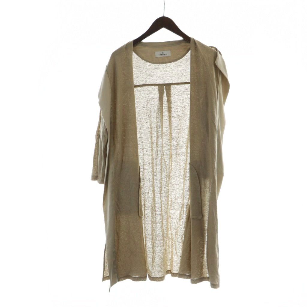 極美品☆MORABITO モラビト シアー リネン ロングカーディガン ロゴ モラビト MORABITO 近年モデル カーディガン ロング ベルト付き 長袖