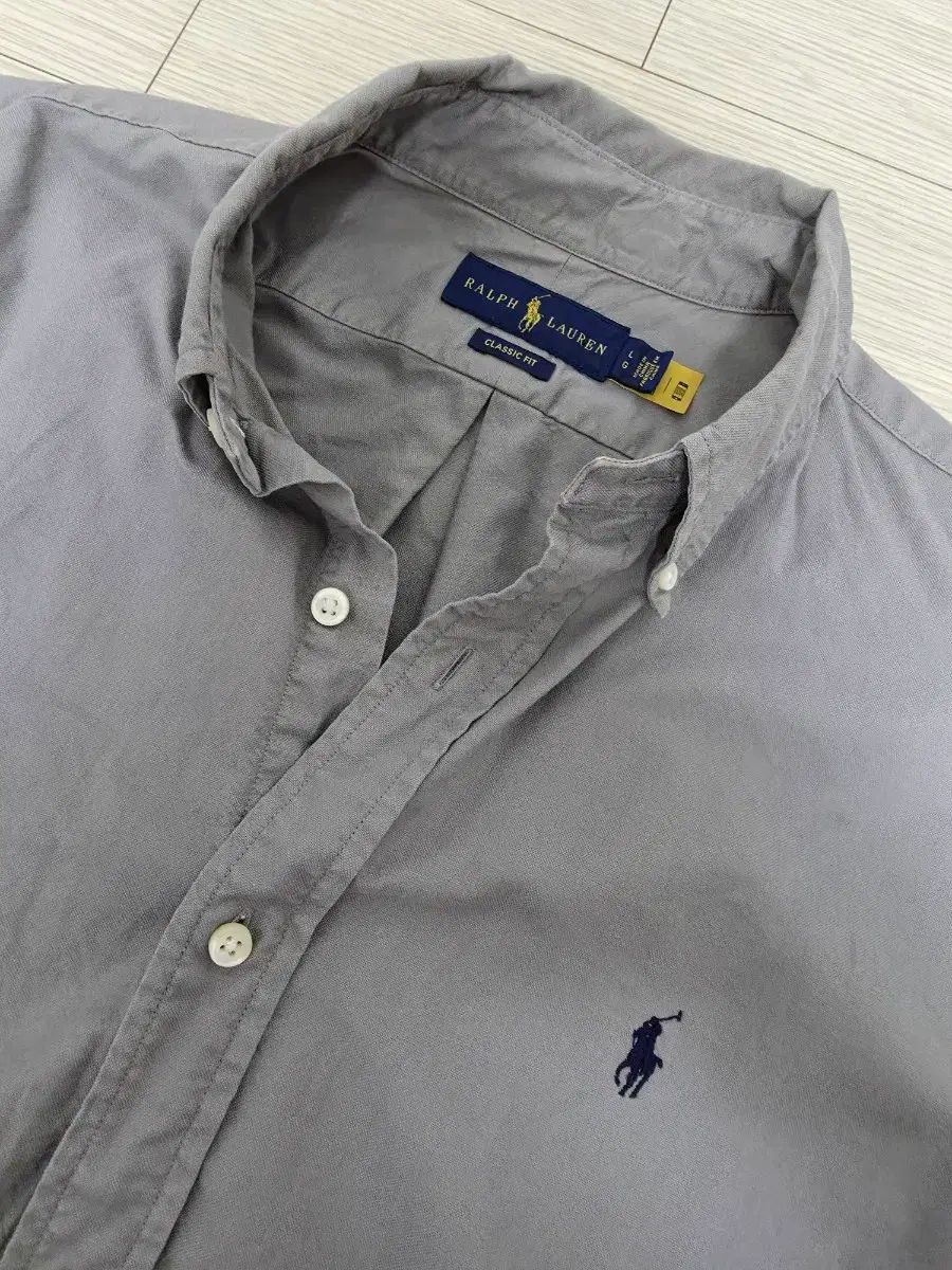 ポロ ガーメントダイ グレー シャツ Classic L