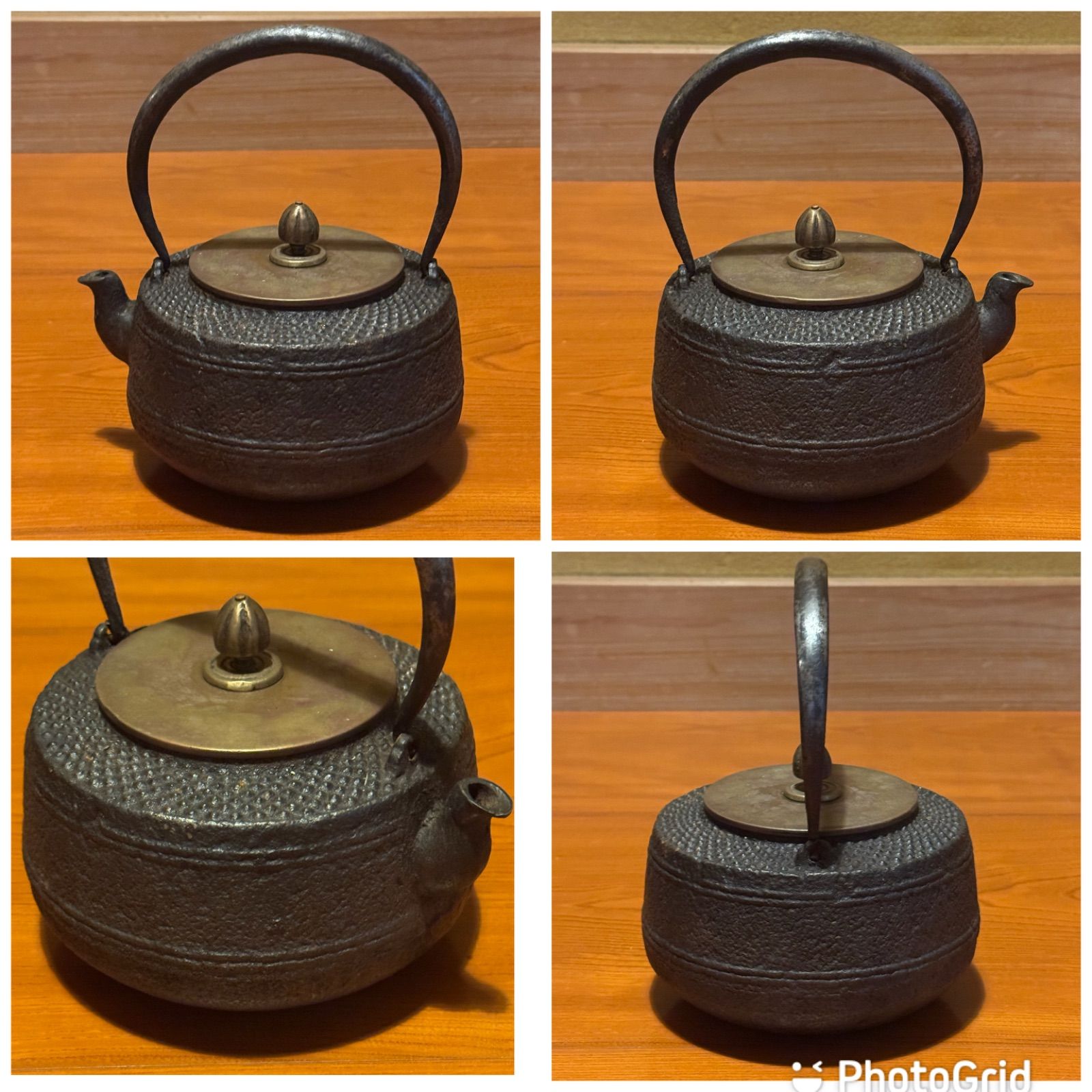 美品】欅無垢 銘木 丸火鉢 時代物 鉄瓶付き 茶道具 骨董品
