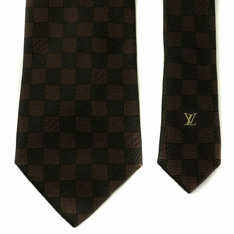 ルイヴィトン LOUIS VUITTON ダミエ ネクタイ 絹 シルク ワイドタイ 総