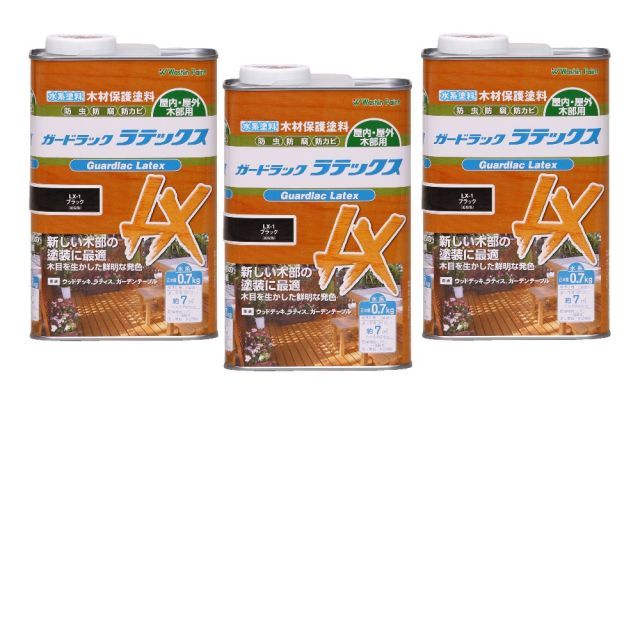 和信ペイント ガードラック ラテックス ＬＸ−１ ブラック 0.7kg ３缶セット