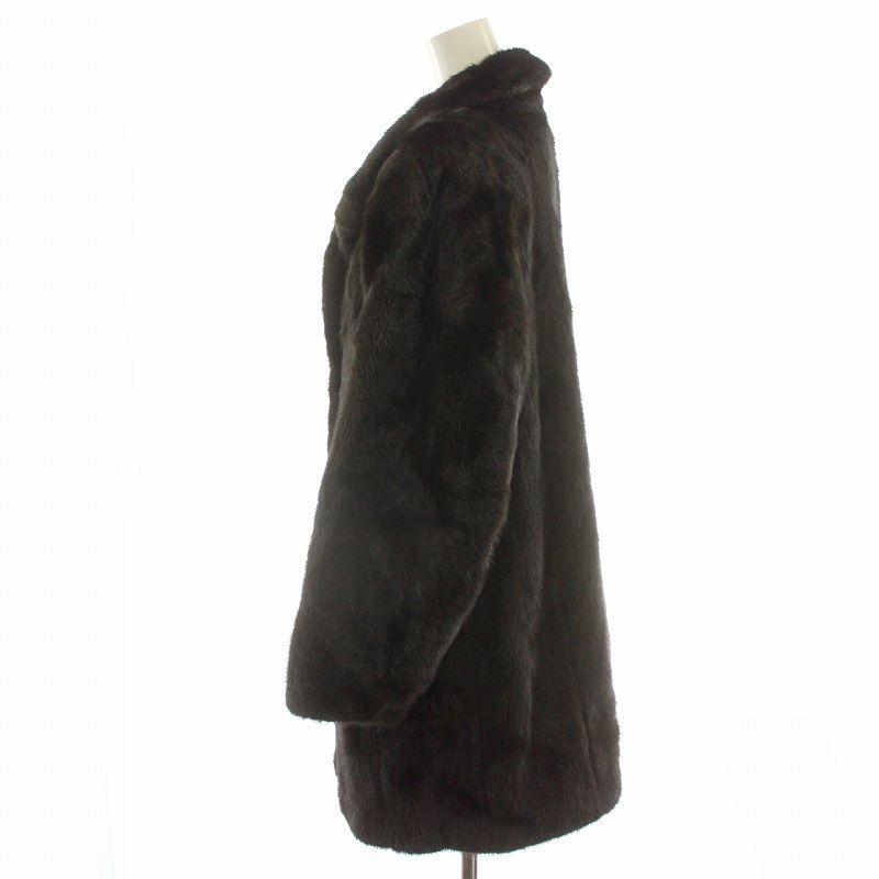 ファーコート ロング ハーフ ミドル ミンク 毛皮 総裏地 11号 黒